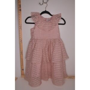 Hanna Andersson Pink Plaid Tiered Ruffle Collar Dress Size 8
